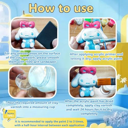 Air Dry Clay Glaze, 8.45fl Oz/250ml Clay Varnish,Pottery Glaze,with Measuring Cup Brush Petgloves, Scratch Resistant, Waterproof, Prevents Cracking, High-Gloss, Suitable for Clay Crafts