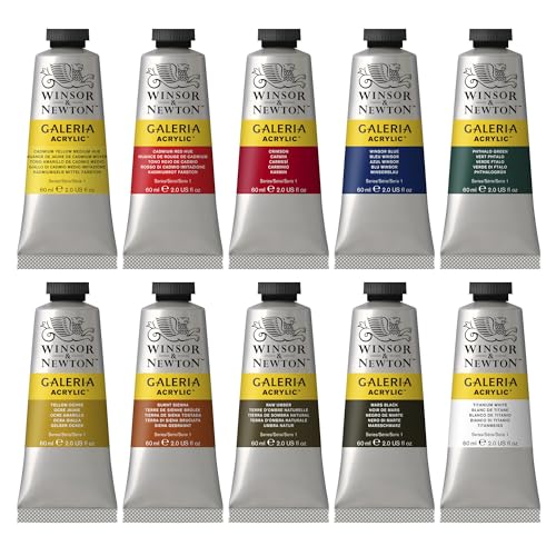 Winsor & Newton Galeria Acrylic Paint, 10 x 60ml (2--oz) Tube Paint Set - size: 2 Fl Oz (Pack of 10), style: 10 x 60ml (2-oz)
