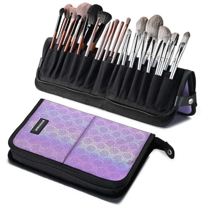 BYOOTIQUE Makeup Brush Holder Bag Foldable Cosmetic Case ForgetMeNot Purple - color: ForgetMeNot Purple