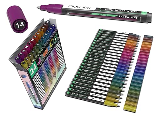 TOOLI-ART Acrylic Paint Markers Paint Pens Special Colors Set For Rock Painting, Canvas, Fabric, Glass, Mugs, Wood, Ceramics, Plastic, Multi-Surface. Non Toxic, Water-based (JEWEL XF) - color: JEWEL XF