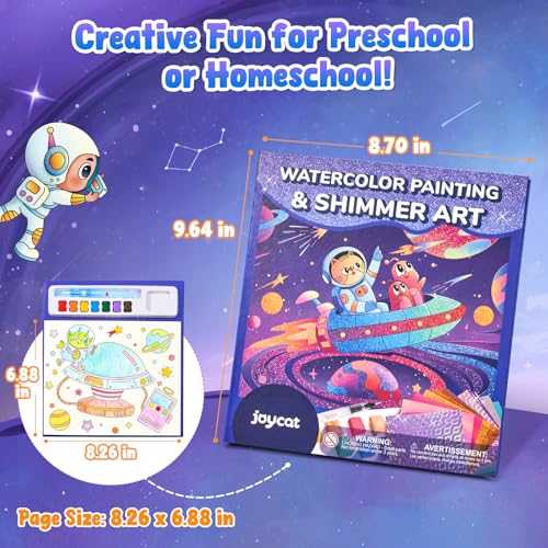 JoyCat Paint with Water Coloring Books, Art & Craft Activity, No Mess Art for Kids Ages 4-8, Craft Kits & Supplies, DIY Creative Activity, Gifts for Girls & Boys (Space) - style: Space