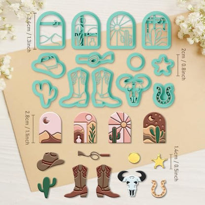 ORIGACH 13 Pcs Western Cowboy Polymer Clay Cutters Set Earring Clay Cutter DIY Craft Supplies for Earring and Jewelry Making - style: Western Cowboy