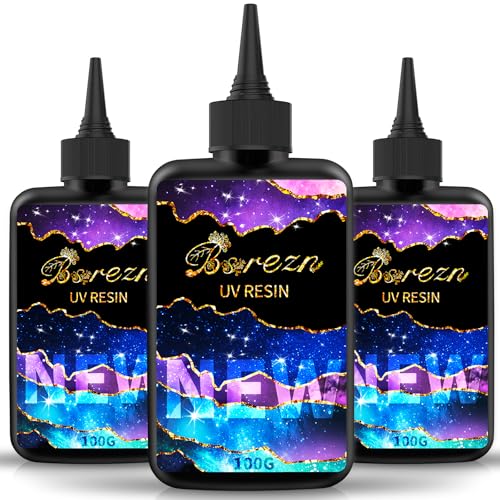 Bsrezn 300g UV Cure Resin Hard, Upgraded Crystal Clear Premixed Resin for Jewelry Making and Craft Decoration(3 x 100g) - size: 300 g