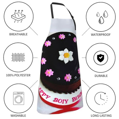 Round watercolor painting Heavy Duty Waterproof Apron with Pockets for AdultsResistant Grilling, Gardening, Painting - color: Black Chocolate Cake