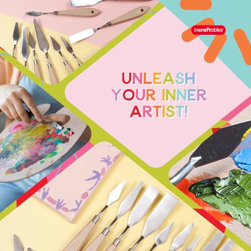 Incraftables 11 Piece Palette Knife Set – Stainless Steel Painting Knives for Acrylic, Oil & Cake Decorating – Assorted Pallet Spatula Knives with Ergonomic Handles