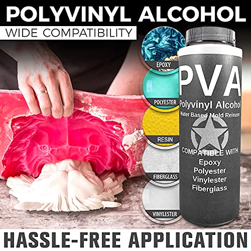 PVA Water Based Mould Release - Polyvinyl Alcohol Agent for Epoxy, Polyester, Vinyl Ester, Resin, Gel Coat, Polyurethane Foam, Silicone-Spray or Brush-On Film for Sculpture and DIY Projects