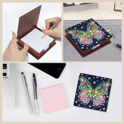 Diamond Painting Kit memo Box, Diamonds Art DIY Colorful Butterfly Patterns Sticky Note Box Special Shape Drill, with 160 Sticky Note, Ideal for Home Office Supplies, Handicrafts, Holiday Gifts - color: Colorful butterfly