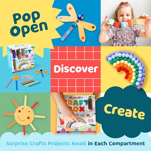 Mumaloo Craft Box for Kids - 10 Creative Arts and Crafts for Kids Ages 4-8, Fun, No Mess Educational Preschool & Homeschool Art Projects, Toddler Crafts Kit Supplies, 3 4 5 6 7 8 Year Old Girls & Boys - color: Original