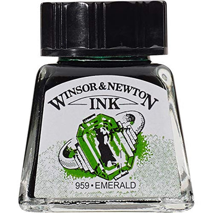 Winsor & Newton Drawing Ink, 14ml Bottle, Emerald - color: Emerald, style: 14ml Bottle