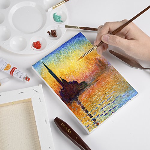 CONDA Stretched Canvas for Painting, 5x7 inch 10 Pack of Canvas, Primed, 100% Cotton 5/8 Inch Profile Value Bulk Pack for Acrylics, Oils Painting - size: 5x7 inch, 10 Pack