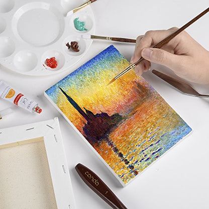 CONDA Stretched Canvas for Painting, 5x7 inch 10 Pack of Canvas, Primed, 100% Cotton 5/8 Inch Profile Value Bulk Pack for Acrylics, Oils Painting - size: 5x7 inch, 10 Pack