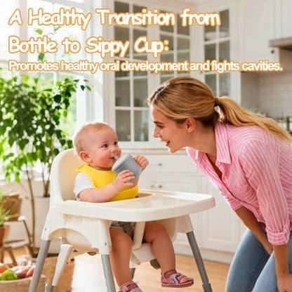 Mity rain 3-In-1 Stainless Steel Sippy Cup for 6+ Month Old, Baby Straw Cups for Toddlers 1-3 with Travel Lid, Silicone Straw, Replacement Straw & Cleaning Brush - 8oz Toddler Cups Spill Proof Set - color: Gray