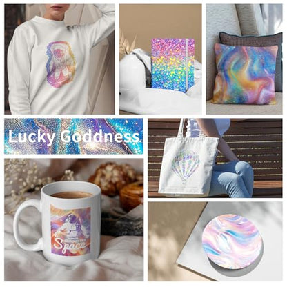 Holographic Sparkle Sublimation Transfer Ink Sheets Bundle for Cricut Mug Press,Infused Ink Paper for Sublimation,10Pcs 12x12Inch Pre-Inked Sublimation Transfer Paper for Blank - color: Holographic