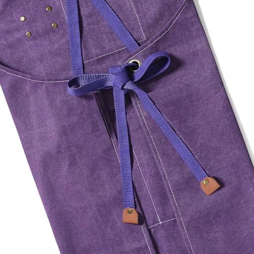 AFUN Aprons for Men Women with Large Pockets, 16-Ounce Cotton Canvas Cross Back Apron - color: Purple