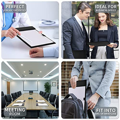 Leather Clipboard, Black Clipboards with Pen Holder, A4 Letter Size Clip Board for Nurses, Smooth Writing Clipboard for Classroom, Low Magnetic Profile Clip Boards for Kids Drawing Office 9" x 12.5" - style: A4-Black-A206