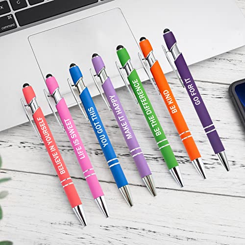 PASISIBICK 12 Pieces Motivational Inspirational Quotes Snarky Screen Touch Stylus Ballpoint Pens, Office Encouraging Scriptures, Black Ink (12 Color,Motivational) - color: 12 Color,Motivational