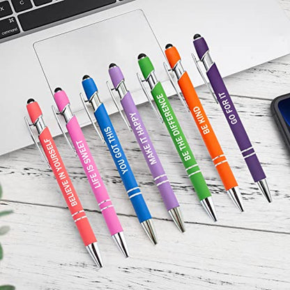 PASISIBICK 12 Pieces Motivational Inspirational Quotes Snarky Screen Touch Stylus Ballpoint Pens, Office Encouraging Scriptures, Black Ink (12 Color,Motivational) - color: 12 Color,Motivational