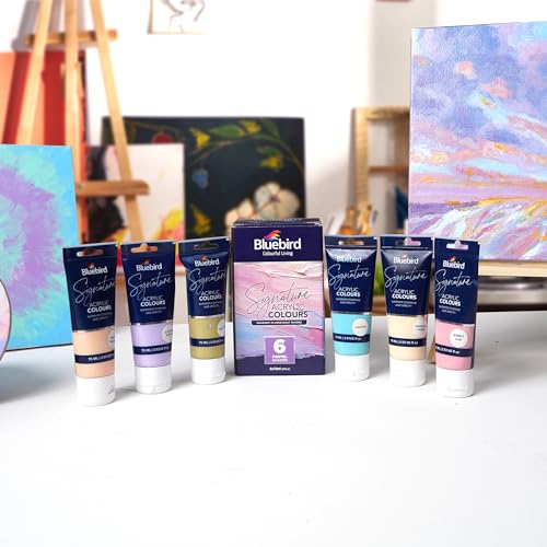 BLUEBIRD Signature Acrylic Paint Set, Pastel Colors, 6-Pack 2.5 Fl Oz each, Professional Acrylic Paints For Professionals, Adults, & Artists - color: Pastel