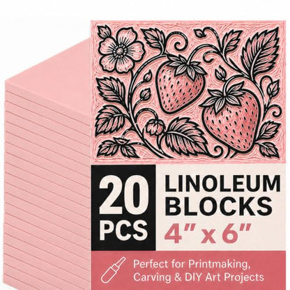 Linoleum Blocks for Printmaking Supplies - 20PCS 4”x6”Rubber Linocut Block Printing Kit for Stamp Carving, Soft Relief Printing Linoleum for DIY Crafts & Art Projects - color: 4"x6"-20pcs