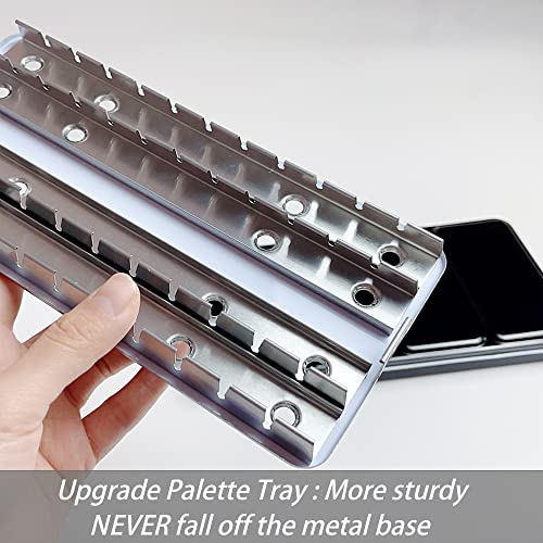 FCLUB Large Watercolor Palette Tin with 28Pcs Watercolor Full Pans | Empty Metal Palette, 28Pcs White Full Pans, Folding Paint Tray, Palette with Lid, Mixing Area for Watercolor, Oils Gouache - style: Tin with 28 Transparent Full Pans