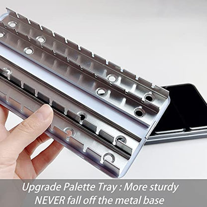 FCLUB Large Watercolor Palette Tin with 28Pcs Watercolor Full Pans | Empty Metal Palette, 28Pcs White Full Pans, Folding Paint Tray, Palette with Lid, Mixing Area for Watercolor, Oils Gouache - style: Tin with 28 Transparent Full Pans