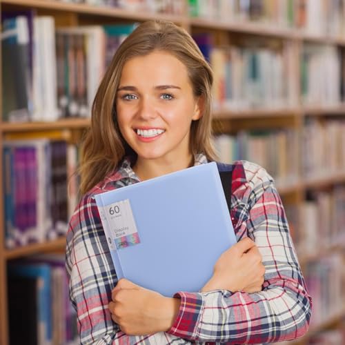 2Pcs Binder with Plastic Sleeves，A4 Art Portfolio Display 120 Pages, Portfolio Folder for Certificate Binder Organizer