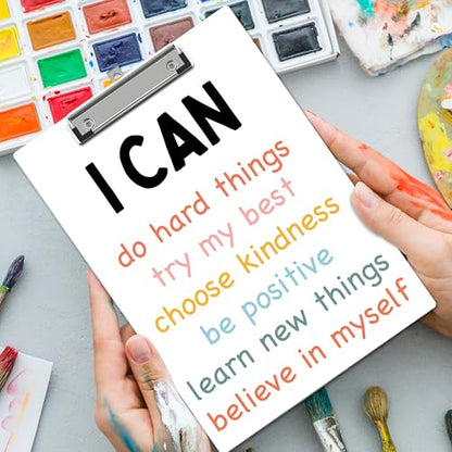 Inspirational Clipboard, Positive Affirmations ClipBoards with Low Profile Clip for Kids Students, Motivational ClipBoards Suitable for School Office, 12.6 x 9 Inch Size - C06 - style: I Can Do Hard Things