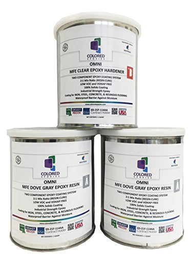 Coloredepoxies 10008 Light Gray Epoxy Resin Coating Made with Beautiful and Vibrant Pigments,100% Solids, for Garage Floor, Basements, Concrete and Plywood. 3 Quart Kit