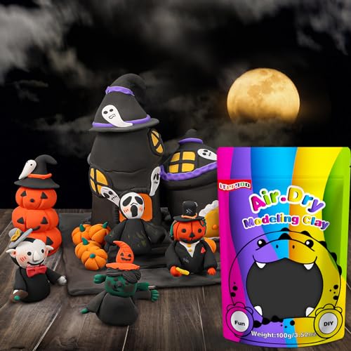 ifergoo Black Air Dry Clay, DIY Creative Modeling Clay for Kids, Super Light Magic Foam Clay for Kids Age 3-12, Soft, No-Sticky & Non-Toxic, Molding Clay for School Art & Craft Project(100g/3.5oz) - color: Black/100g