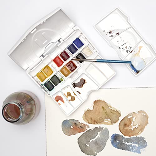 Winsor & Newton Cotman Watercolor Paint Set, Palette Pocket Set, 12 Half Pan w/ Brush - style: 12 Half Pan Palette Pocket Set
