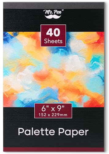 Mr. Pen- Disposable Paint Palette Paper Paint Pad, 6" x 9", 40 Sheets | Acrylic Paint Paper, Suitable for Watercolor, Gouache, Acrylic and Oil Paints, Tear-Off Palette Sheets for Painting - size: 6" x 9", 1 Pack
