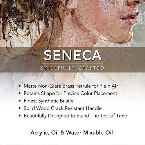 Willow Wolfe Seneca Series 1700 Filbert Brush Size 00 – Premium Vegan Synthetic Paintbrush for Acrylic, Oil & Water-Mixable Oils - size: 00