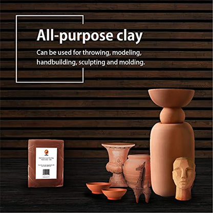 Old Potters Low Fire Pottery Clay (Cones 06-2) Art Modeling Clay, Ideal for Wheel Throwing and Hand Building, Pottery Clay for Sculpting, Beginners, and Advanced, 10 lbs Terra Cotta - color: Terra Cotta