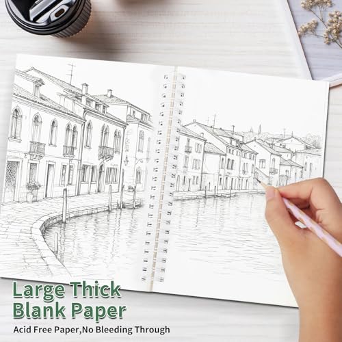 JOHSBYD 2Pcs Blank Spiral Notebook,Inspirational Gifts A5 Hardcover Sketch Book,Art Sketchbook for Drawing, Unlined, Plain Sketch Book for Women Men Work Writing,160 Pages (2, Blank Page Purple) - color: Blank Page Purple
