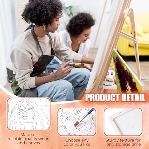 Sherr 75 Pcs 15 Set Pre Drawn Canvas Kit for Painting Craft Sip and Paint Kit for Adults Cool Gentlemen and Lady Pre Printed Canvas Painting Favor for DIY Black History Month Gifts Adult's Date Party - style: Cool Gentlemen and Lady