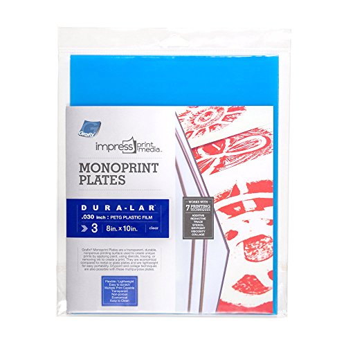 Grafix Impress Print Media Monoprint Plate – 8" x 10”, Pack of 3 – Transparent, Lightweight, Non-Porous .030” Dura-Lar Monoprinting Surface, Economical Alternative to Metal or Glass Plates - size: 8" x 10", style: Clear, Pack of 3