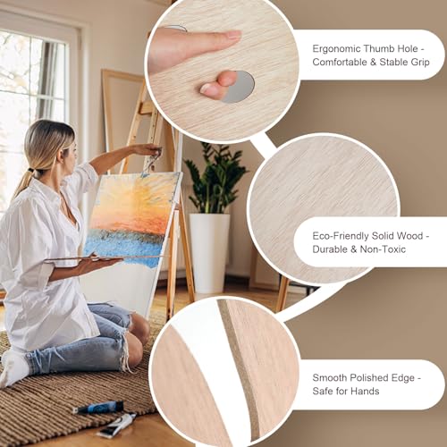 Wooden Painting Palette, Oval-Shaped Wood Paint Pallets with Thumb Hole,Premium Wooden Pallets Ideal for Oil, Acrylic & Watercolor Painting Creative Projects (20 Pcs) - style: 20 Pcs