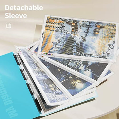 ARTDOT A1 Storage Book for Diamond Painting Kits, Diamond Art Portfolio Folder for Diamond Painting Accessories with 13 Pockets, 26 Views Protectors (34x25.4inches) - size: A1:34x25.4 inches