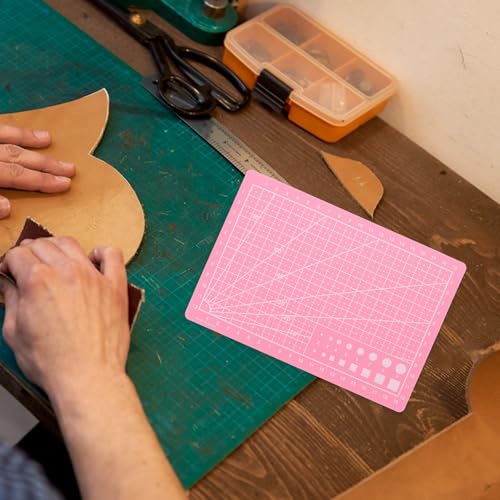 2pcs A5 Dual-sided Self-healing Silicone Craft Cutting Mats for Sewing Quilting and DIY Art Projects, Pink Hobby Table Protection Pads