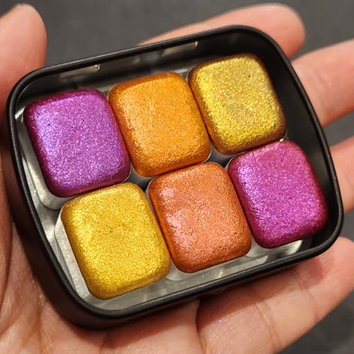 IUILE Handmade Watercolor Paints - Fell In Love Half Pan Set (6 colors) - color: Fell In Love