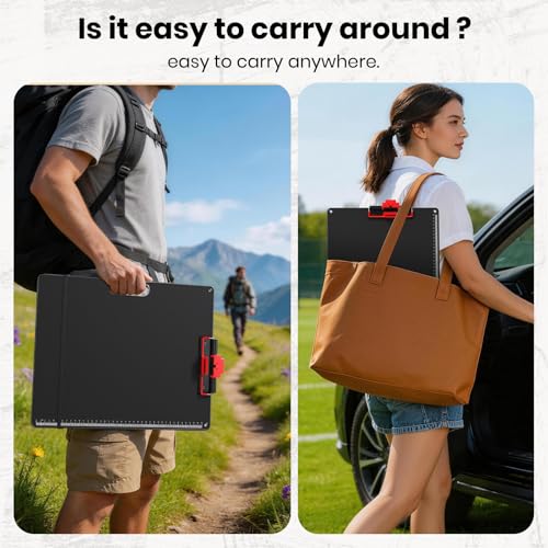 13x17 Inch Drawing Board with Handle – Aluminum Portable Sketch Board, 2-in-1 Clip, Elastic Band, Non-Slip Matte Surface, Lanyard Hole – Art Supplies for Adults & Students(Black&White-2 Pack) - color: BLACK&WHITE-2 Pack