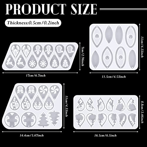 Patelai 4 Pcs Resin Earring Molds Irregular Shaped Earrings Silicone Mold for Epoxy Resin Dangle Drop Jewelry Making Kit for Women DIY Crafts Necklace Pendants Keychain(Snowflake Oval) - style: Snowflake Oval
