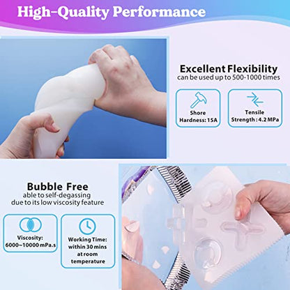 15A & 20ASilicone Mold Making Kit, Non-Toxic Platinum Silicone Rubber for Mold Maker, Beginners, Ideal Liquid Silicone for Casting Resin, 3D Molds, 1:1 Mixing by Weight