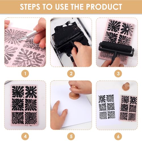 Linocut Kit for Beginners Stamp Making Set with Linoleum Blocks for Printmaking & Linocut Tools, DIY Art Gift for Adults & Teens - color: Black-linocut kit