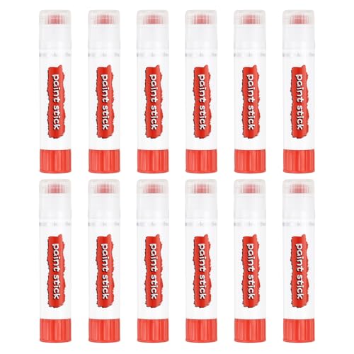 PATIKIL Tempera Paint Sticks, 12 Pcs Solid Tempera Paints Sticks Washable Bulk Markers Pen Quick Drying for Artists Beginners Art Supplies, Orange Red - color: Orange Red