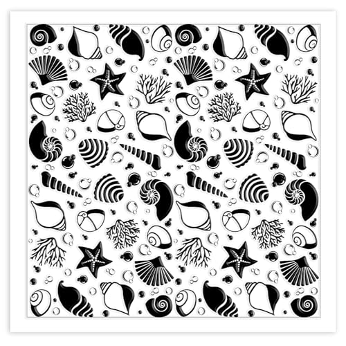 CHGCRAFT Seashell Silhouette Polymer Clay Texture Sheets Coral Silicone Texture Stamp Bubbles Clay Texture Mat Modeling Pattern Pad Texture Sheets for Jewelry and Clay Earrings Tools, 5.5x5.5 inch - style: Seashell