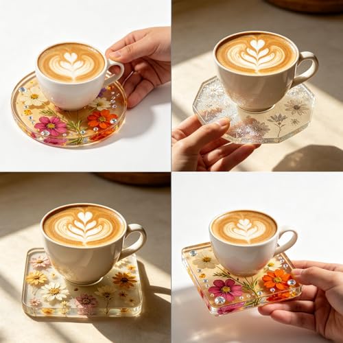 3PCS 18-Cavity Extra Deep Coaster Resin Molds, 4.7 Inch Silicone Molds for Epoxy Resin in Octagon Round Square Shapes, Reusable Molds for DIY Art Craft, Soap, Candle, Flower Preservation