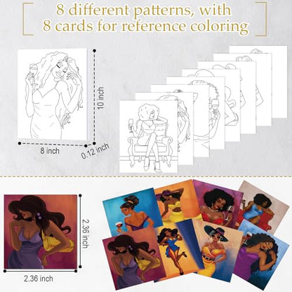 Cholemy 36 Pcs Paint and Sip Kit for Adults 8''x10'' Pre Drawn Canvas for Painting DIY Afro Acrylic Painting Kit Wood Easel Brushes Date Night Bulk for Summer 4th of July Party Gift(Charming Lady) - style: Charming Lady