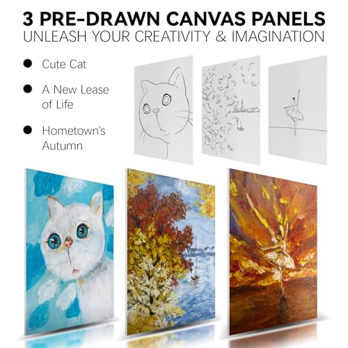 koseibal Acrylic Paint Set for Adults & Kids - 37PCS Art Painting Supplies Kit with 18 Colors Acrylic Paint, 8 Paint Brushes,6 Canvas Panels, Wooden Easel,Palette, Painting Pad - color: 18color+37pcs