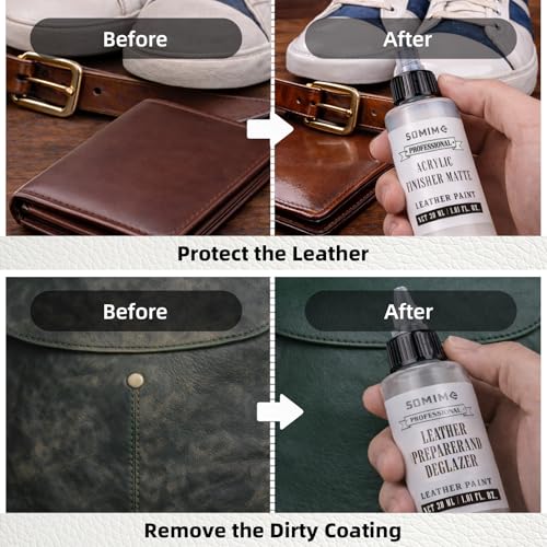 Acrylic Leather Paint Set, 18 Colors Acrylic Leather Dye Kit with Deglazer and Finisher, Sneaker Paints for Shoes, Bags, Couches, Sofa, Jackets, and DIY Crafts